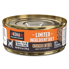 KOHA paté para gatos pollo, frente del empaque, pensando en dietas de una proteína