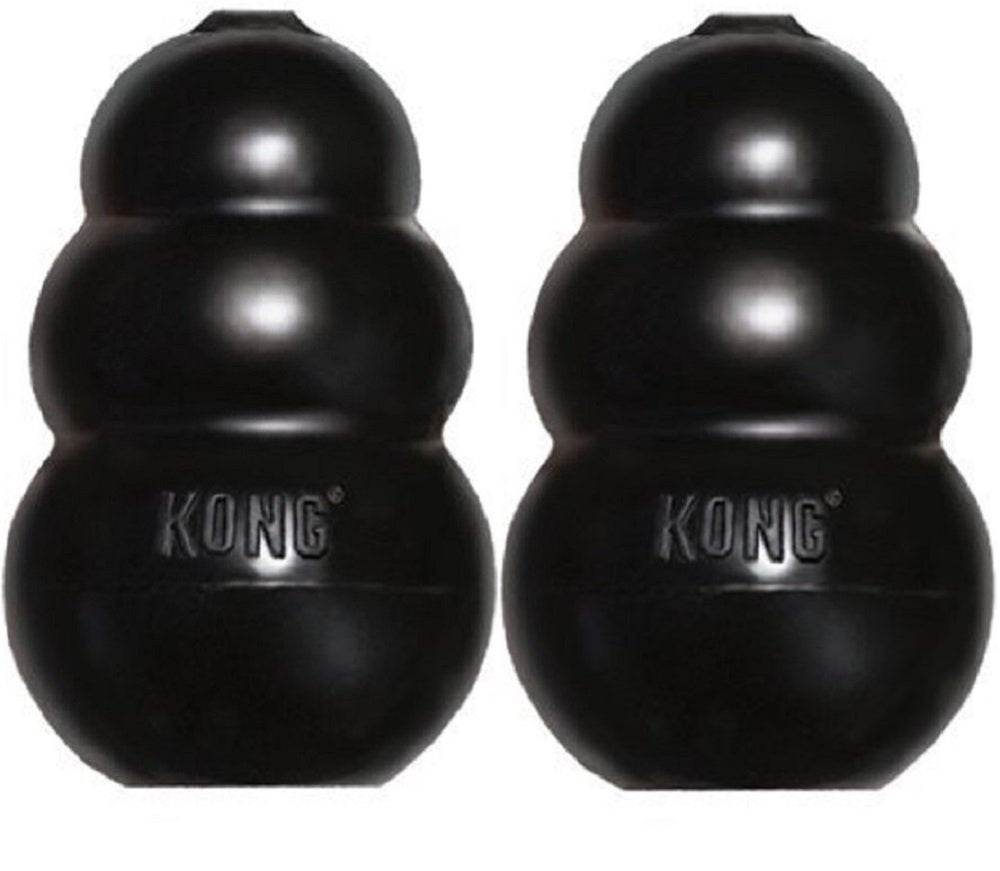 KONG Extreme pack de dos juguetes negros para masticadores potentes y sesiones prolongadas.