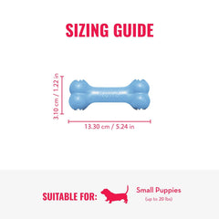 KONG Puppy Goodie Bone espacio para premios que incentiva la exploración durante la sesión.