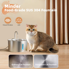 KOOGMOON fuente gatos con ventana de nivel, monitoriza fácilmente la cantidad de agua