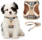 KOOLTAIL arnés para perro pequeño con plaid beige, cómodo y con estilo.