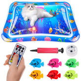 kowgical alfombra-agua gato pez flotante con luces mejora la estimulación lúdica
