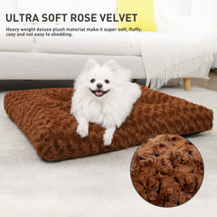 Cama KSIIA para perro de terciopelo rosa, suave y cálida para relajación.
