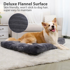 Cama KSIIA para perro grande con felpa gris y altura de 3,5 pulgadas.