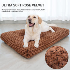 KSIIA Cama para perro lavable lujo marrón detalle acolchado para mayor confort.