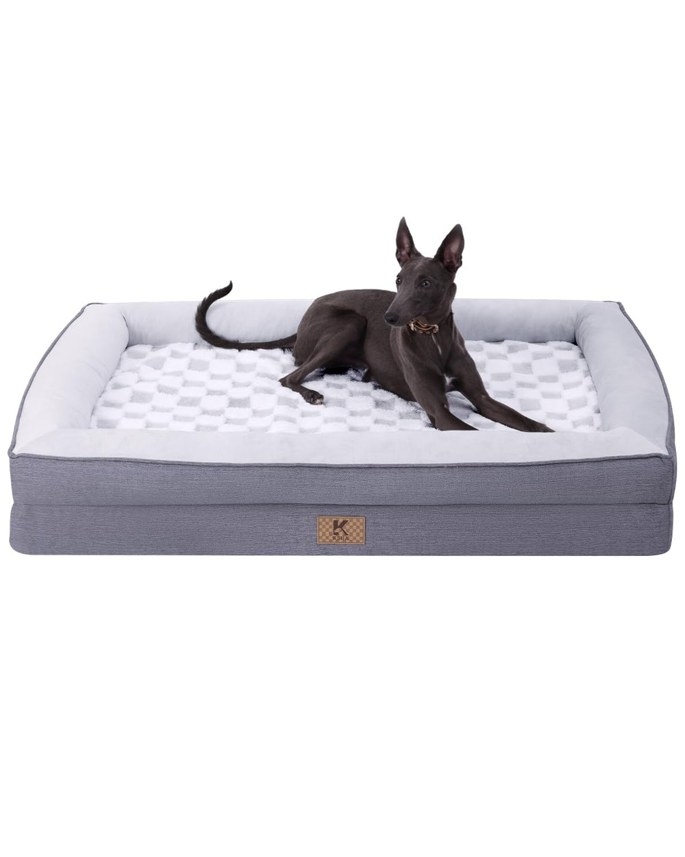 Cama KSIIA para perros grandes con espuma ortopédica que alivia presión.