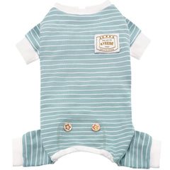 KYEESE pijama perro estirable 4 patas verde rayas para dormir cómodo