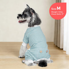 KYEESE pijama perro tejido suave detalle cercano verde-rayas