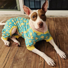 KYEESE Pijama para perro velvet patitos amarillos, vista posterior