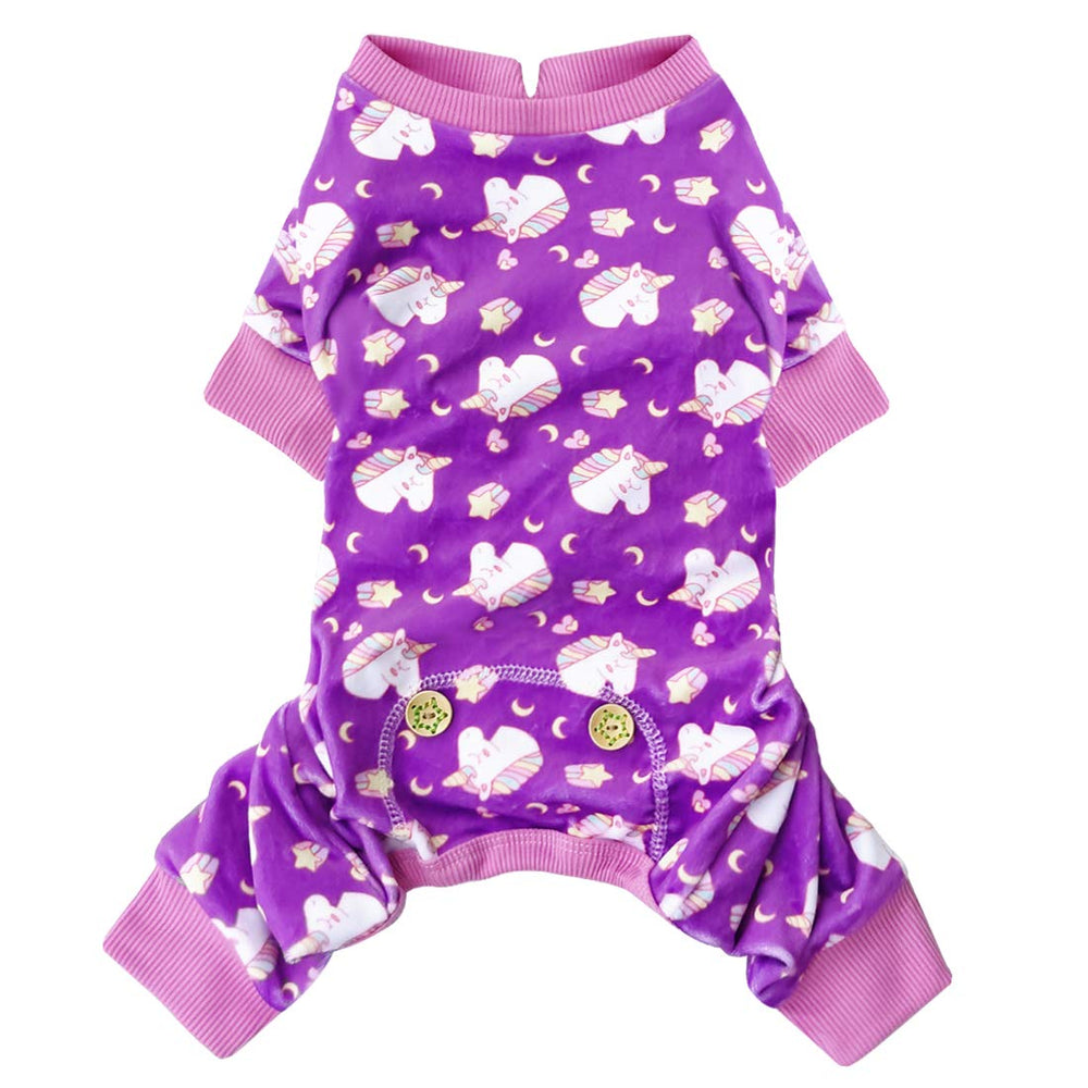 KYEESE pijama para perro con unicornio en terciopelo, suave para uso diario.