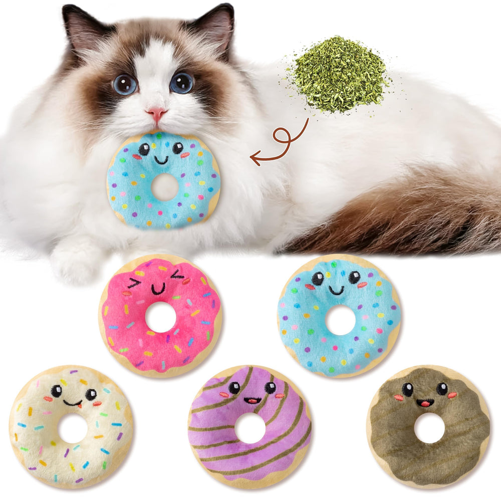 L1rabe Rosquilla Hierba Gatera Juguete rosa para gatos, estimula juego activo y exploración.