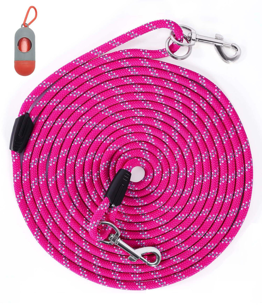 Lanwandeng correa para perro entrenamiento 30 pies rosa intenso para control seguro al exterior.