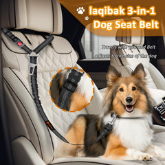 Laqibak sistema 3-en-1 cinturon perro coche ideal para viaje y paseo.