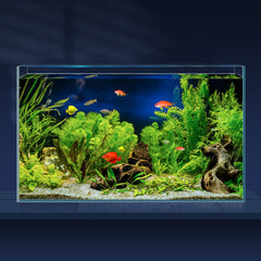 Acuario LAQUAL con vidrio ultra claro para ver peces con nitidez.