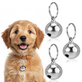 Campanas Larrel plateadas para collar, tres unidades para mascotas.