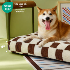 LE SURE Cama con diseño a cuadros moderno para interiores cálidos.