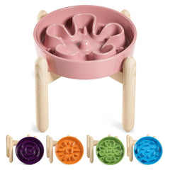 LE TAUCI tazón cerámico lento-elevado: respaldo cómodo para comer despacio en perros pequeños