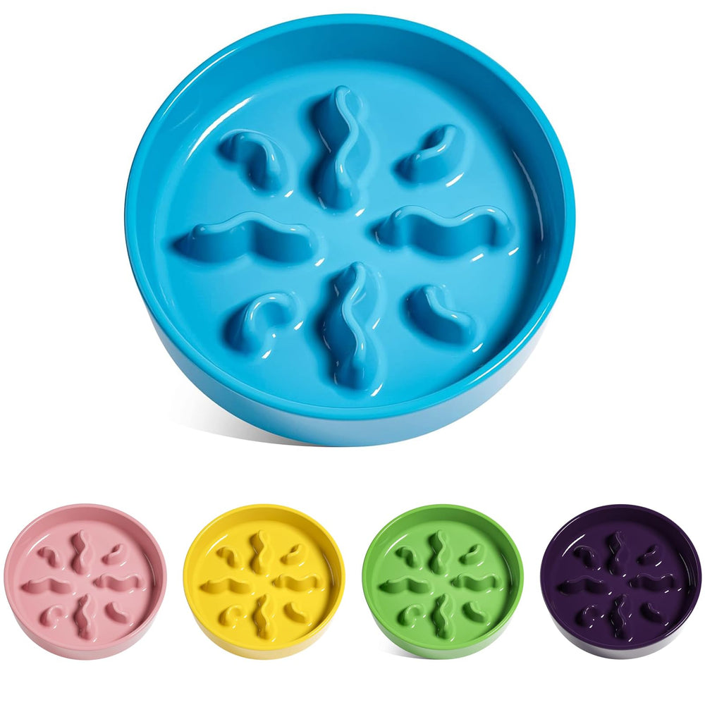 LE TAUCI PET cuenco cerámico lento azul exterior, seguro para perros y gatos pequeños.