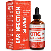 LeAcademic OTIC+ gotas para orejas, botella visible, limpieza suave para mascotas.