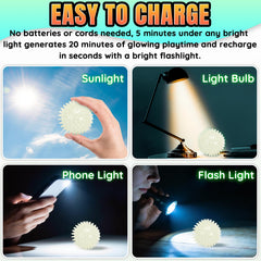 LECHONG bola goma resistente brilla en la oscuridad para juego al exterior.