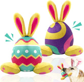 Lepawit: dos juguetes para perros con conejo peluche amarillo, ideales para juego suave.
