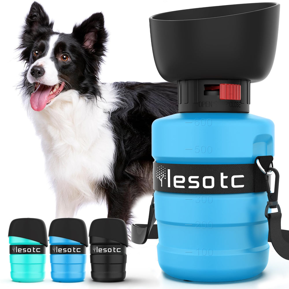 Lesotc botella-agua-perro 2 en 1, diseño práctico para paseos.