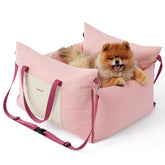 LE SURE asiento para perro pequeño crema fresa, seguro en coche