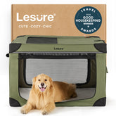 LE SURE jaula plegable para perros, frente con malla para ventilación óptima.