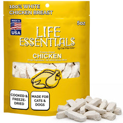 LIFE ESSENTIALS by CAT-MAN-DOO, paquete de pollo liofilizado, snack proteico para perros y gatos.
