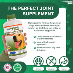 LIQUIDHEALTH K9 Glucosamina, etiqueta clara con información y uso