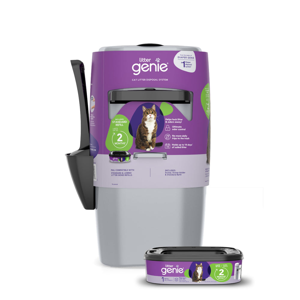 Cubo Litter Genie Standard Plateado visto frontal para control de olores