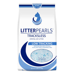 Litter Pearls Tracksless cristal para gatos en bolsa de 10.5 libras, fácil de almacenar.