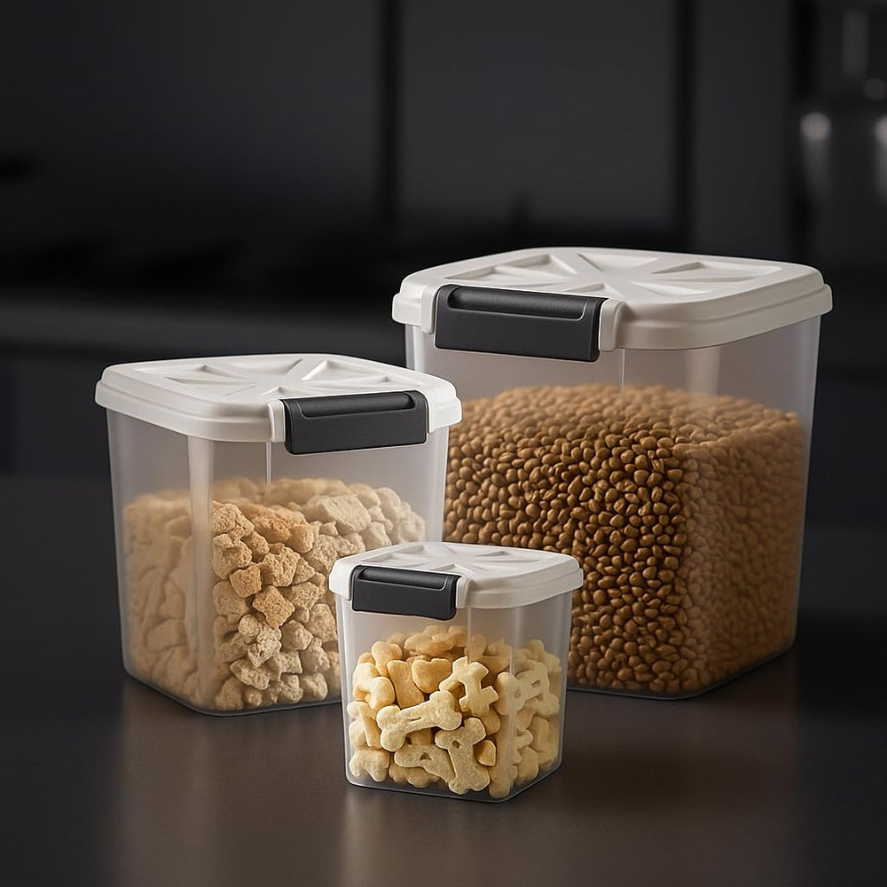 LivLab Mker Contenedor pienso perro 20 lb con tres secciones para diferentes alimentos