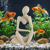 LIYAOLI estatua pensador arenisca, adorno para acuario con estilo y estabilidad.