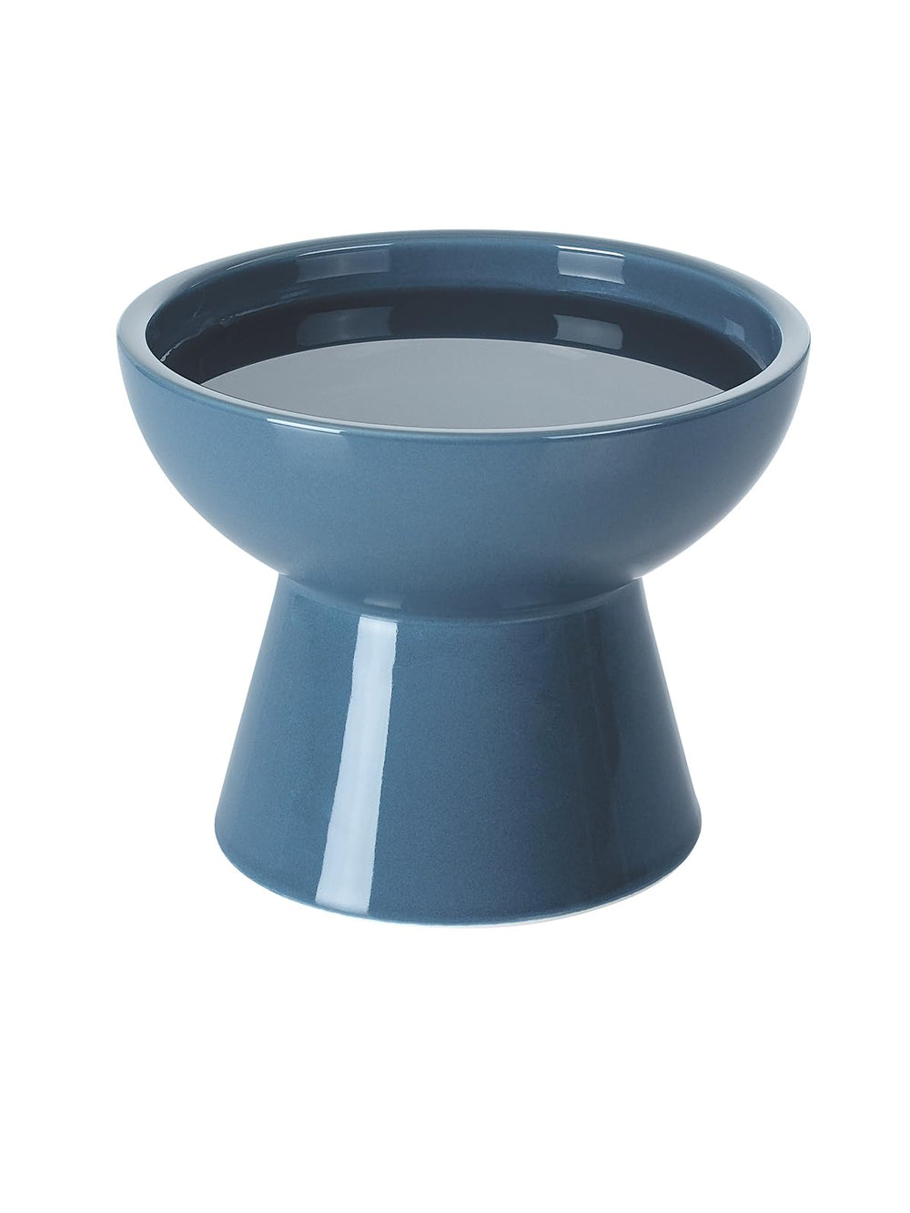 LoeJan tazón alto cerámico para gatos, azul profundo, favorece postura estable al comer.