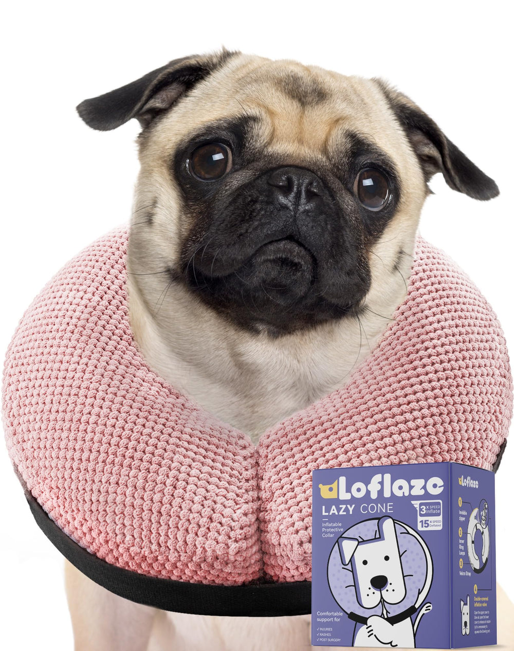 Loflaze cono inflable suave para perros, libertad de movimiento.