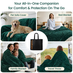 LOOBANI manta con diseño de hojas verdes, estilo elegante