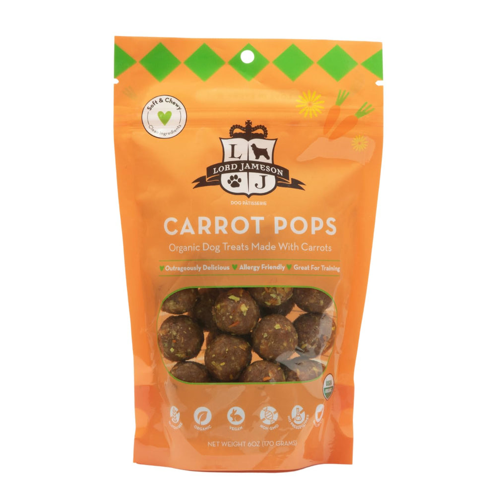 Lord Jameson Carrot Pops envase 6oz: snack natural para perros activos