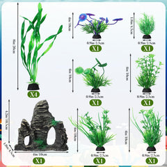 Plantas artificiales verdes de Lounsweer para acuario duraderas y sin mantenimiento.