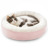 Love's cabin cama donut roja para gatos y perros pequeños, refugio cómodo.