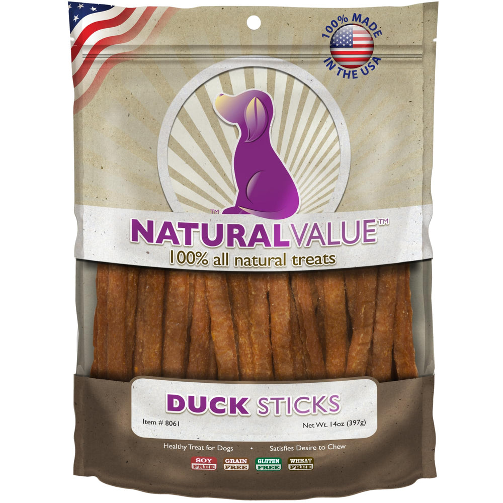 Loving Pets Natural Value Bastones de pato suaves para perros, recompensa sabrosa.