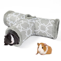 LUCKITTY tunel-animales-3-vias-interior-peluche: refugio cómodo para roedores.