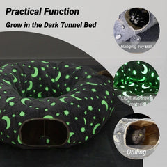 LUCKITTY tunel cama gato tamaño grande: libertad de movimiento para felinos activos.