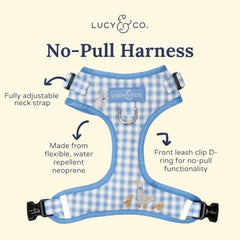 Lucy y Co. arnés con acolchado para caminatas más confortables.