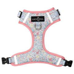 Lucy & Co. Ditsy Daydream arnés frontal ajustable para paseos sin tirones.