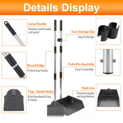LUFFWELL Recogedor con mango ajustable extensión de 38,2 pulgadas para alcance ergonómico.