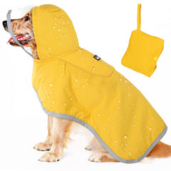 Lukovee impermeable para perros, frente amarillo, mantiene a tu mascota seca bajo la lluvia.