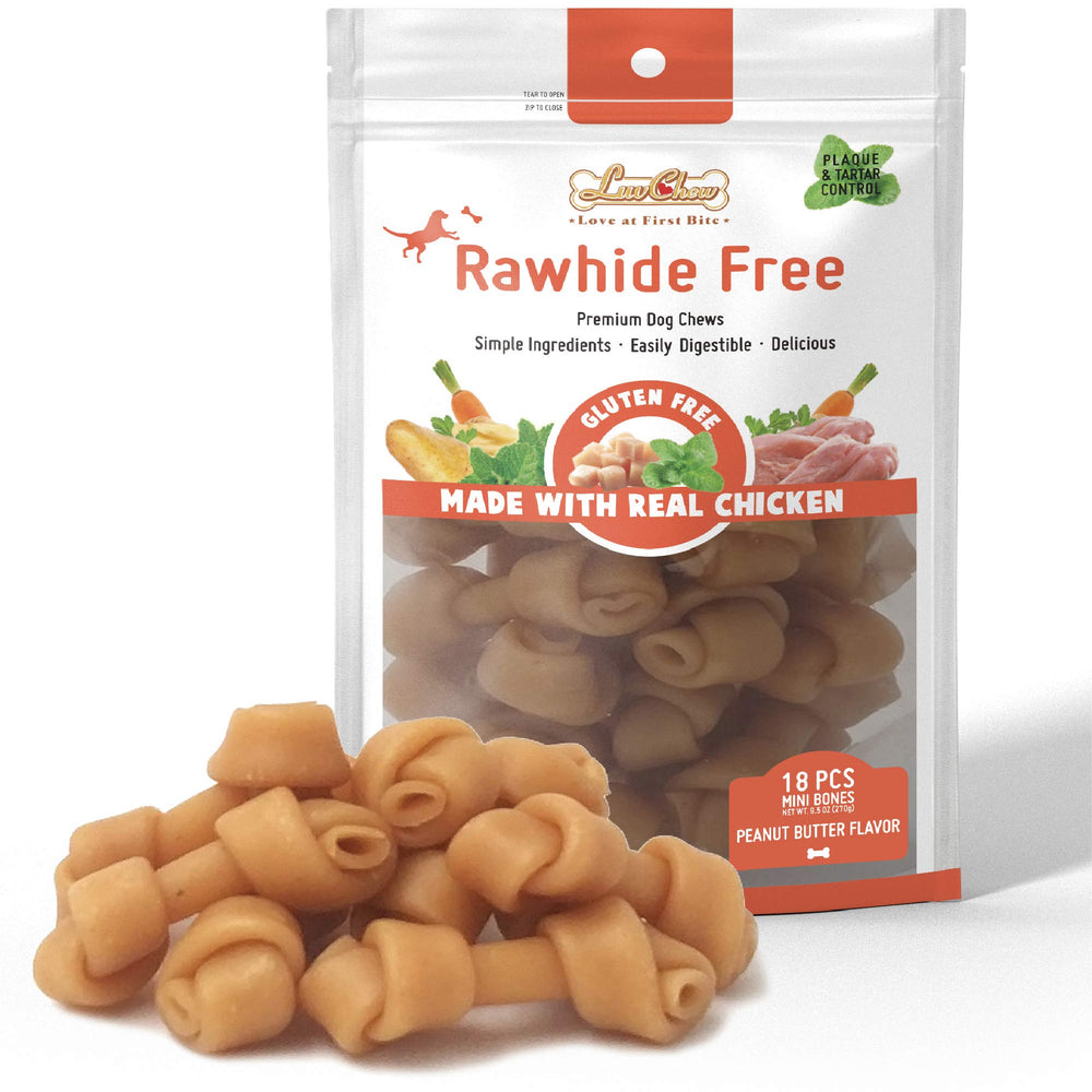 Huesos LuvChew Premium PB mini para perros, premio sabroso y masticable