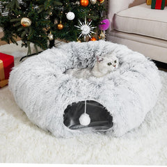 LVUVXVAV túnel-cama para gatos en interiores, refugio cómodo para jugar y descansar.
