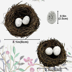 LWINGFLYER nido de ratán miniatura con huevos de espuma, decoraciones duraderas